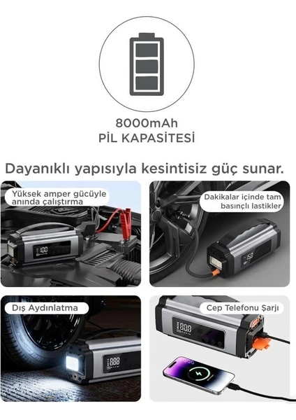 Torima 4’ü 1 Arada Akü Takviye Kompresör Powerbank ve LED Fener